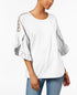 Ruffled Crochet-Inset Sweatshirt